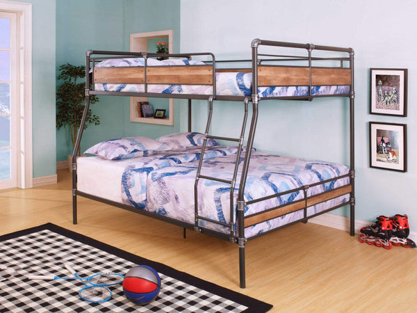 Beds Queen Sized Bed - 83" X 65" X 68" Sandy Black & Dark Bronze Hand-Brushed Full Xl Over Queen Bunk Bed HomeRoots