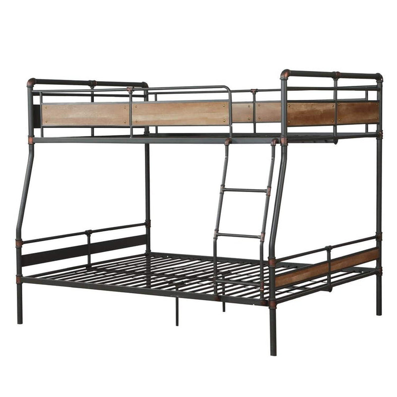 Beds Queen Sized Bed - 83" X 65" X 68" Sandy Black & Dark Bronze Hand-Brushed Full Xl Over Queen Bunk Bed HomeRoots