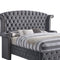 Beds Queen Sized Bed - 86" X 87" X 66" Gray Velvet Queen Bed HomeRoots