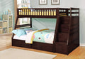 Beds Storage Bed - 81" X 59" X 65" Brown Manufactured Wood and Solid Wood Twin/Full Staircase Bunk Bed with Storage HomeRoots