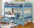 Beds Toddler Bed - 81'.25" X 42'.5" X 62'.5" Blue Solid and Manufactured Wood Twin/Twin Arched Wood Bunk Bed with 2 Drawers HomeRoots