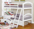 Beds Toddler Bed - 81'.25" X 42'.5" X 62'.5" White Solid and Manufactured Wood Twin/Twin Arched Wood Bunk Bed with 2 Drawers HomeRoots