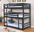 Beds Triple Bunk Bed - 79'.5" X 41'.75" X 76'.75" Charcoal Solid Wood Twin Triple Bunk Bed HomeRoots