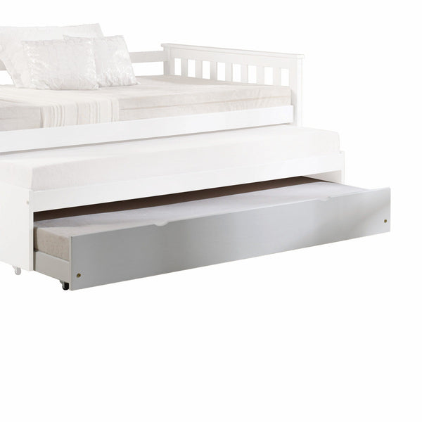 Beds Trundle Bed - 41" X 77" X 10" White Wood Casters Daybed - Trundle HomeRoots