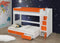 Beds Trundle Bed - 42" X 75" X 12" White Orange Wood Casters Veneer (LVL) Trundle & Drawers (Twin) HomeRoots