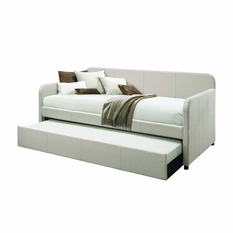 Beds Trundle Bed - 43" X 82" X 37" Fabric Upholstered (Bed) Wood Leg Daybed & Trundle (Twin Size) HomeRoots