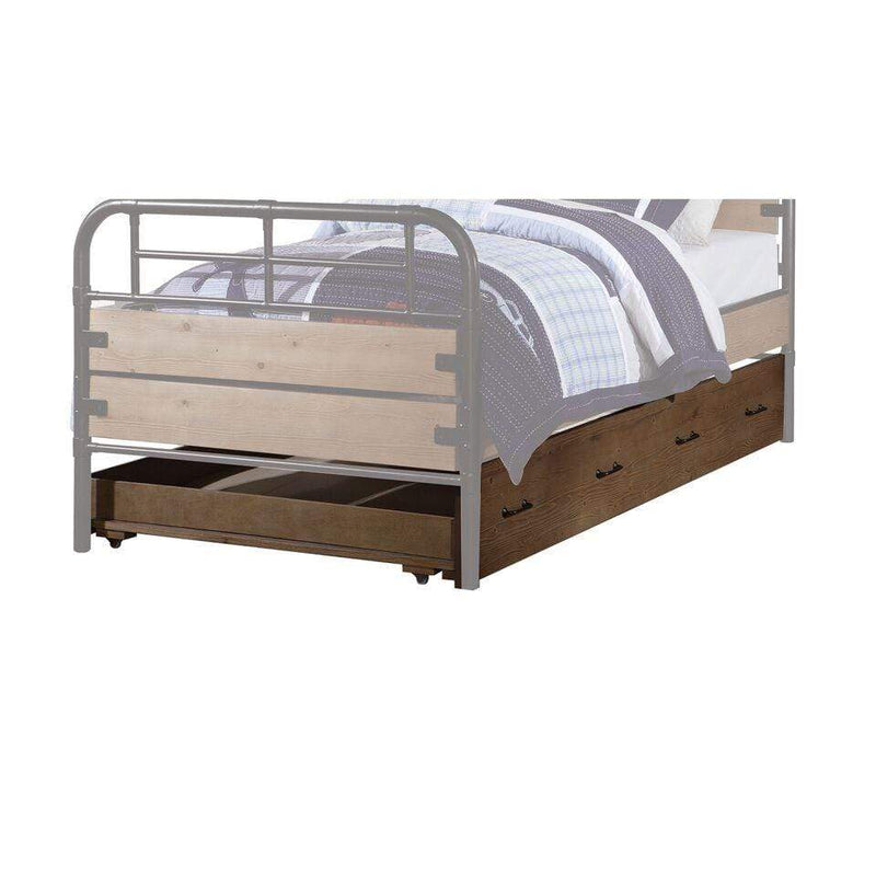 Beds Trundle Bed - 75" X 40" X 10" Twin Antique Oak Pine Wood Trundle HomeRoots