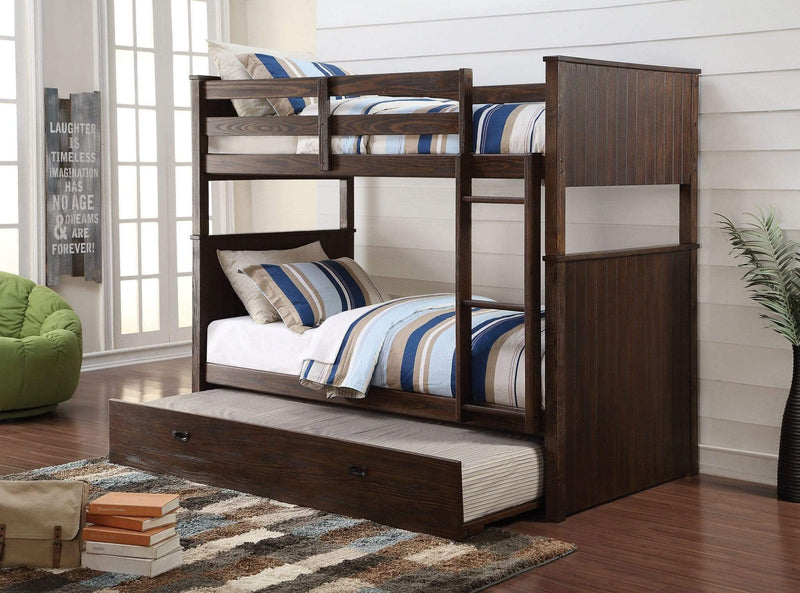 Beds Trundle Bed - 75" X 40" X 11" Twin Antique Charcoal Brown Pine Wood Trundle HomeRoots