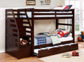Beds Trundle Bed - 77'.75" X 43'.5" X 62'.5" Brown Manufactured Wood and Solid Wood Twin/Twin Staircase Bunk Bed with Trundle & Storage Steps HomeRoots