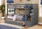 Beds Trundle Bed - 77'.75" X 43'.5" X 62'.5" Grey Manufactured Wood and Solid Wood Twin/Twin Staircase Bunk Bed with Trundle & Storage Steps HomeRoots