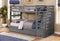 Beds Trundle Bed - 77'.75" X 43'.5" X 62'.5" Grey Manufactured Wood and Solid Wood Twin/Twin Staircase Bunk Bed with Trundle & Storage Steps HomeRoots