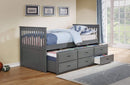 Beds Trundle Bed - 80" X 42" X 37" Grey Solid and Manufactured Wood Twin Captain Bed with Twin Trundle & 3 Drawers HomeRoots