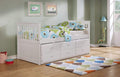 Beds Trundle Bed - 80" X 42" X 37" White Solid and Manufactured Wood Twin Captain Bed with Twin Trundle & 3 Drawers HomeRoots