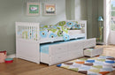 Beds Trundle Bed - 80" X 42" X 37" White Solid and Manufactured Wood Twin Captain Bed with Twin Trundle & 3 Drawers HomeRoots