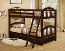 Beds Trundle Bed - 81'.25" X 42'.5" X 62'.5" Brown Solid and Manufactured Wood Twin/Twin Arched Wood Bunk Bed with Trundle HomeRoots