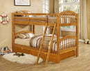 Beds Trundle Bed - 81'.25" X 42'.5" X 62'.5" Oak Solid and Manufactured Wood Twin/Twin Arched Wood Bunk Bed with Trundle HomeRoots