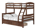 Beds Twin Bed - 81" X 42'.5-57'.25" X 66'.75" Brown Solid and Manufactured Wood Twin/Full Bunk Bed with 2 Drawers HomeRoots