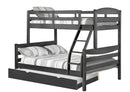 Beds Twin Bed - 81" X 42'.5-57'.25" X 66'.75" Grey Solid and Manufactured Wood Twin/Full Bunk Bed with Matching Trundle HomeRoots