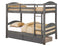 Beds Twin Bed - 81" X 42'.5" X 64'.75" Grey Solid and Manufactured Wood Twin/Twin Bunk Bed with 2 Drawers HomeRoots