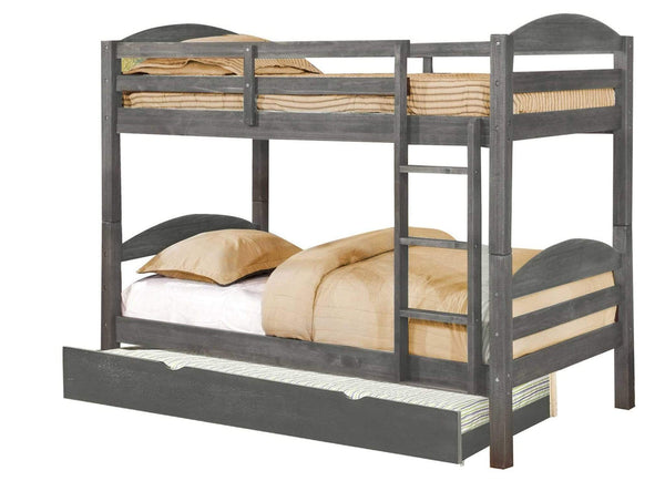 Beds Twin Bed - 81" X 42'.5" X 64'.75" Grey Solid and Manufactured Wood Twin/Twin Bunk Bed with Matching Trundle HomeRoots