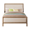 Beds Twin Bed Frame - 42" X 80" X 53" Beige Linen Reclaimed Oak Wood Upholstery Twin Bed HomeRoots