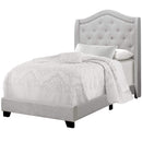 Beds Twin Bed Frame - 45'.75" x 82'.75" x 56'.5" Light Grey, Foam, Solid Wood, Velvet - Twin Size Bed With A Chrome Trim HomeRoots