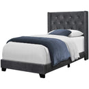Beds Twin Beds For Sale - 45'.25" x 82'.75" x 49'.75" Dark Grey Velvet With Chrome Trim - Twin Size Bed HomeRoots