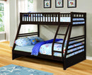 Beds Twin Over Full Bunk Bed - 78'.75" X 42'.5-57'.25" X 65" Brown Manufactured Wood and Solid Wood Twin/Full Bunk Bed HomeRoots