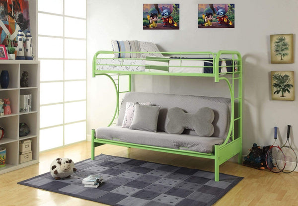 Beds Twin Over Full Bunk Bed - 78" X 41" X 65" Twin Over Full Green Metal Tube Futon Bunk Bed HomeRoots