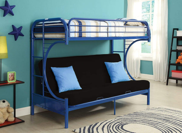 Beds Twin Over Full Bunk Bed - 78" X 41" X 65" Twin Over Full Navy Metal Tube Futon Bunk Bed HomeRoots