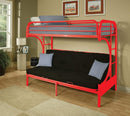 Beds Twin Over Full Bunk Bed - 78" X 41" X 65" Twin Over Full Red Metal Tube Futon Bunk Bed HomeRoots