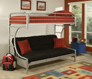 Beds Twin Over Full Bunk Bed - 78" X 41" X 65" Twin Over Full Silver Metal Tube Bunk Bed HomeRoots