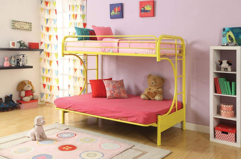 Beds Twin Over Full Bunk Bed - 78" X 41" X 65" Twin Over Full Yellow Metal Tube Bunk Bed HomeRoots