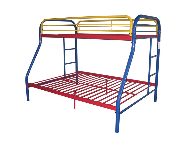 Beds Twin Over Full Bunk Bed - 78" X 54" X 60" Twin Over Full Rainbow Metal Tube Bunk Bed HomeRoots