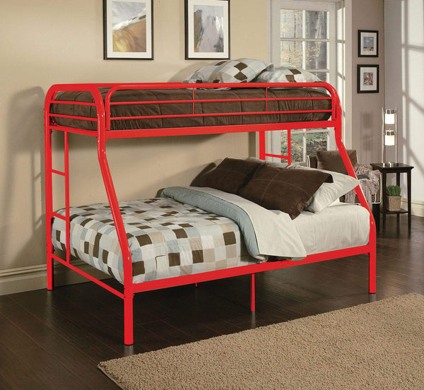 Beds Twin Over Full Bunk Bed - 78" X 54" X 60" Twin Over Full Red Metal Tube Bunk Bed HomeRoots