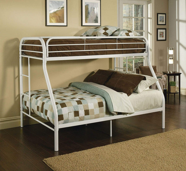 Beds Twin Over Full Bunk Bed - 78" X 54" X 60" Twin Over Full White Metal Tube Bunk Bed HomeRoots