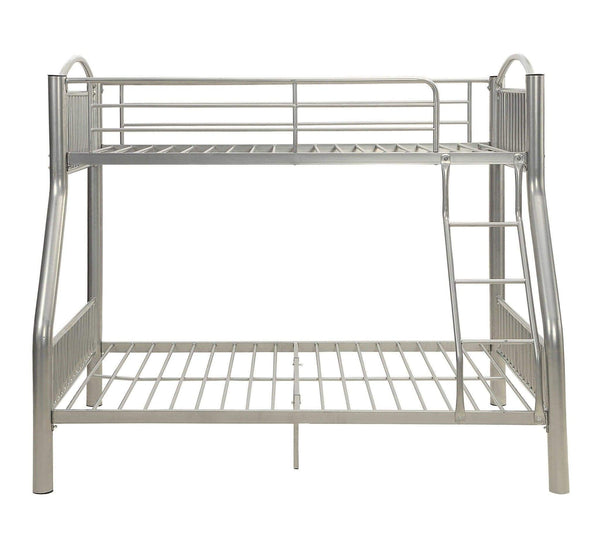 Beds Twin Over Full Bunk Bed - 78" X 56" X 67" Silver Metal Twin Over Full Bunk Bed HomeRoots