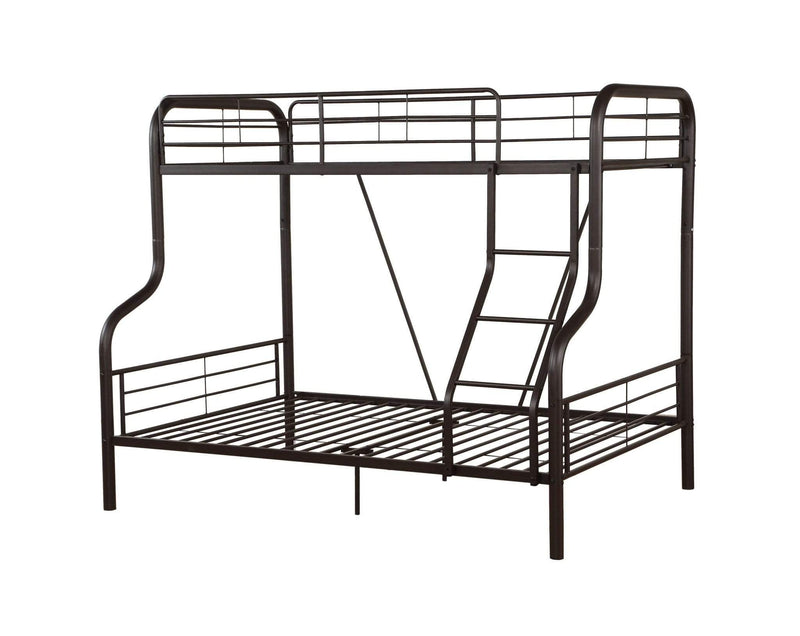 Beds Twin Over Full Bunk Bed - 79" X 57" X 63" Twin Over Full Sandy Black Metal Tube Bunk Bed HomeRoots