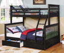 Beds Twin Over Full Bunk Bed - 80'.5" X 41'.5-57'.5" X 70'.25" Charcoal Manufactured Wood and Solid Wood Twin/Full Bunk Bed with 2 Drawers HomeRoots