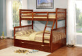 Beds Twin Over Full Bunk Bed - 80'.5" X 41'.5-57'.5" X 70'.25" Walnut Manufactured Wood and Solid Wood Twin/Full Bunk Bed with Matching Trundle HomeRoots