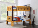 Beds Twin Over Twin Bunk Beds - 43" X 82" X 67" Honey Oak Espresso Wood Twin/Twin Bunk Bed HomeRoots