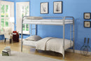 Beds Twin Over Twin Bunk Beds - 78" X 41" X 60" Twin Over Twin Silver Metal Tube Bunk Bed HomeRoots