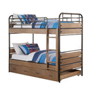 Beds Twin Over Twin Bunk Beds - 79" X 42" X 71" Antique Oak And Gunmetal Twin Over Twin Bunk Bed HomeRoots