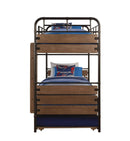 Beds Twin Over Twin Bunk Beds - 79" X 42" X 71" Antique Oak And Gunmetal Twin Over Twin Bunk Bed HomeRoots