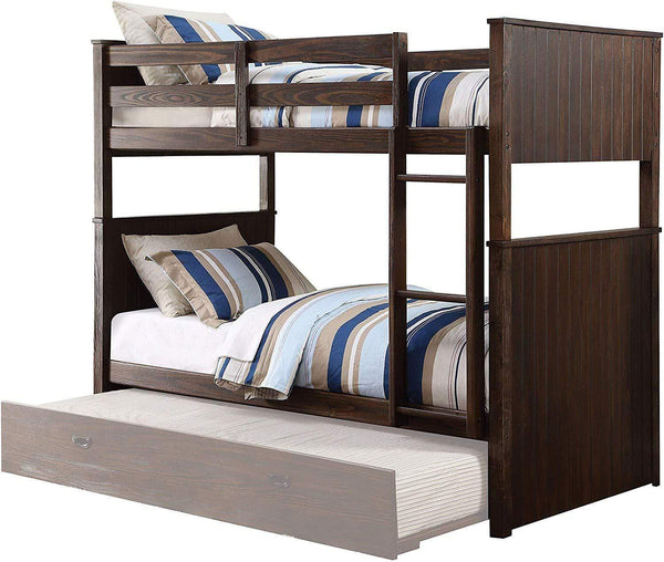 Beds Twin Over Twin Bunk Beds - 80" X 43" X 67" Antique Charcoal Brown Pine Wood Twin Over Twin Bunk Bed HomeRoots