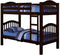 Beds Twin Over Twin Bunk Beds - 80" X 43" X 69" Espresso Pine Wood Twin Over Twin Bunk Bed HomeRoots