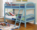 Beds Twin Over Twin Bunk Beds - 81'.25" X 42'.5" X 62'.5" Blue Solid and Manufactured Wood Twin/Twin Arched Wood Bunk Bed HomeRoots