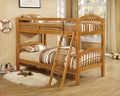 Beds Twin Over Twin Bunk Beds - 81'.25" X 42'.5" X 62'.5" Oak Solid and Manufactured Wood Twin/Twin Arched Wood Bunk Bed HomeRoots