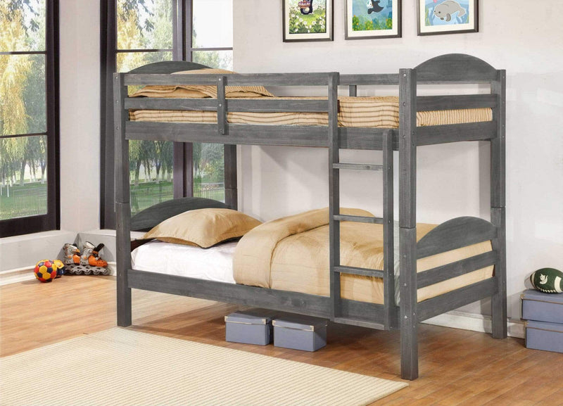 Beds Twin Over Twin Bunk Beds - 81" X 42'.5" X 64'.75" Grey Solid and Manufactured Wood Twin/Twin Bunk Bed HomeRoots