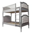 Beds Twin Over Twin Bunk Beds - 81" X 43" X 75" Twin Over Twin Antique Gray And Pearl Pu Bunk Bed HomeRoots